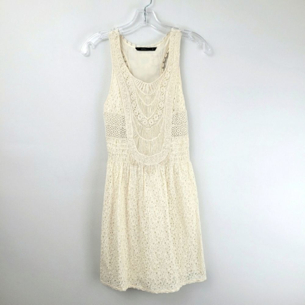 ZARA boho embroidered racetrack mini dress